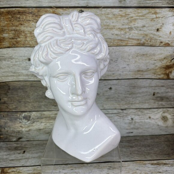 Hobby Lobby Facile Head Bust Glossy White Ceramic Open Top 10.5" T Table Decor - Picture 2 of 16